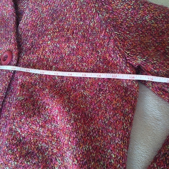 Vintage Knit Collared Cardigan with One Button Verigated Wool size S/M - Picture 6 of 11